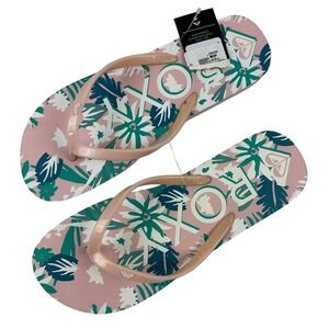 NWT Roxy Melon III Pink Floral Flip Flops Sandals Slip On Thong Size 9/40 Beach